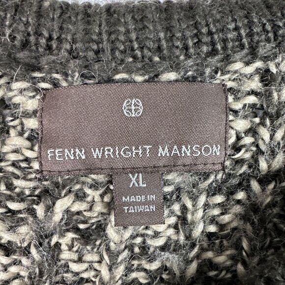 Fenn Wright Manson Wool Blend Cardigan Sweater Brown Marled Textured Knit XL - Picture 6 of 9